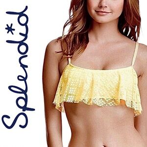 Splendid Ginger Yellow Lace Ruffle Flounce Bikini Top M Beach Vacation Pool Boho